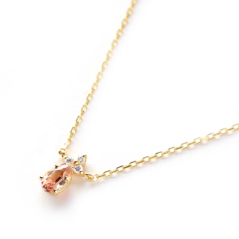 K18 オレゴンサンストーン(淡赤カラー)＆ダイヤモンドのネックレス ~Ello Lilas~の画像
