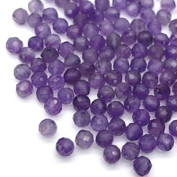 アメジスト 極小 30粒 多面体ラウンドカット 2mm 紫水晶 アメシスト 天然石 2月 誕生石 素材 パーツの画像