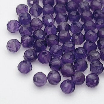 アメジスト 極小 20粒 多面体ラウンドカット 2mm 紫水晶 アメシスト 天然石 2月 誕生石 素材 パーツの画像