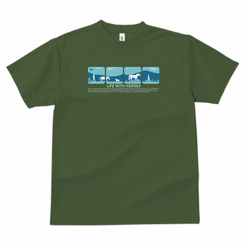 Life with Horses   ドライ Tシャツ  オリーブ／ミントグリーン／メトロブルーの画像