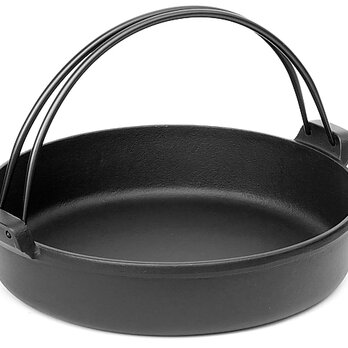 【お取り寄せ】南部鉄器 鉄鍋 すき焼鍋 南部ツル付24cm 日本製 ガス・IH対応 アウトドア キャンプの画像