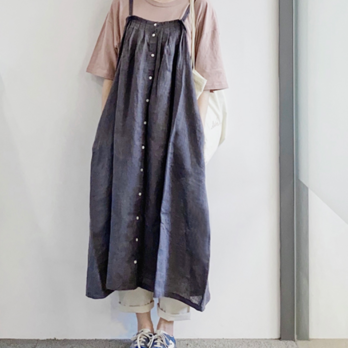 #夏~秋 スリングドレス 薄いリネン ドレス ワンピース　リネンの画像