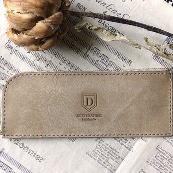 スリムペンケース／イタリア革／グレージュ