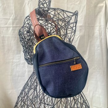 『受注製作品』がまぐちBody Bag15(F)  デニム＆ブラック帆布の画像