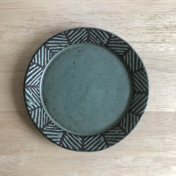 リム平皿(ヘリンボーン・グリーン）の画像