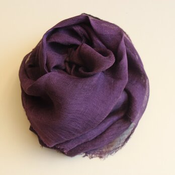 ログウッド染めリネンガーゼストール（深紫色）の画像