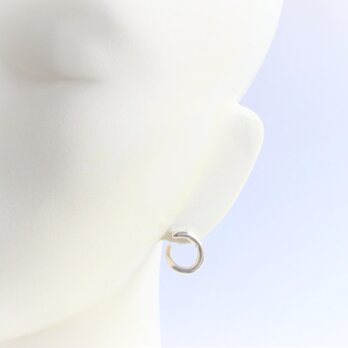 Warped Circle Silver Earrings -2の画像