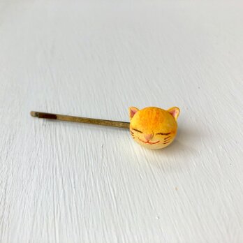 猫さんヘアピン(黄トラ)の画像