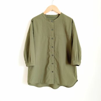 ピンタックチュニックブラウス グリーン　Ｍ～Ｌサイズの画像