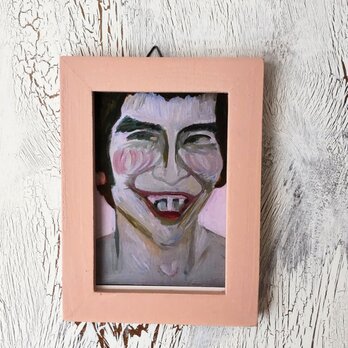 額装絵画「Innocent man 」複製画・額装・壁掛け・独立スタンド付き・ピンクの画像