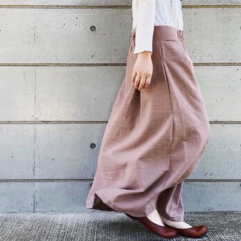 新作 くすみピンク マキシスカート好きが作った歩く度揺れる。リネン ロングスカート 麻 ウエストゴム ペール 冬の画像