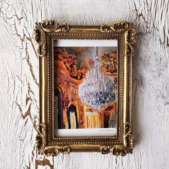 複製絵画「シャンデリア」金縁額装・壁掛け・高級額仕様・独立スタンド付きの画像