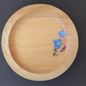 花木皿【ルリリンドウ】▪トチノキ　木彫り　１点ものの画像