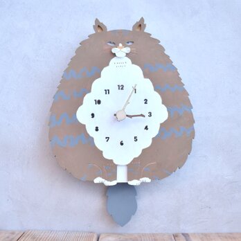 ノルウェージャン・フォレスト・キャット＊レギュラーサイズの時計 木製 振り子時計 掛け時計の画像