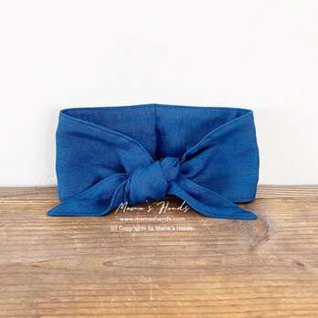 おしゃれな ブルー リネン  夏 保冷剤 冬 カイロ ネッククーラー スカーフの画像