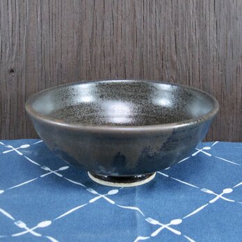 陶器 ご飯茶碗（大） 黒＋こげ茶【210502】の画像
