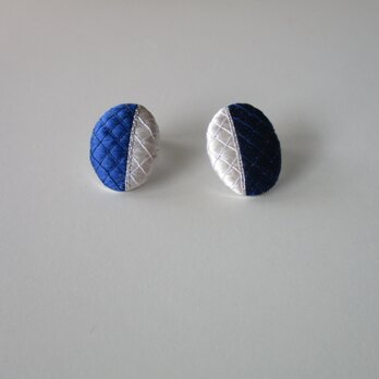 絹糸刺繍　ピアス　ツートーンaの画像