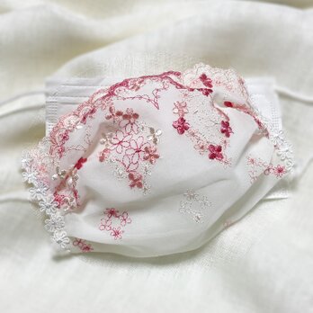 ♥♥不織布マスクだって、オシャレに着用したいという方に！！♥優しい小花シフォンレースの不織布マスクカバーです・・・^^♥♥の画像