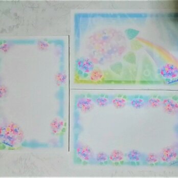 3種の紫陽花(あじさい)ポストカードセット　パステルアート・絵葉書の画像