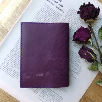 イタリア革の文庫本カバー/紫の画像