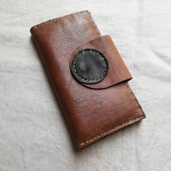 simple wallet　オークグレー✗ブラック　オイルシュリンクレザーの画像