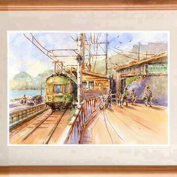 水彩画原画　江ノ電・鎌倉高校前駅　＃462の画像