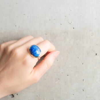 KISSHO 「青海波」絵具を混ぜたようなブルーのラピスラズリ シルバーリングの画像