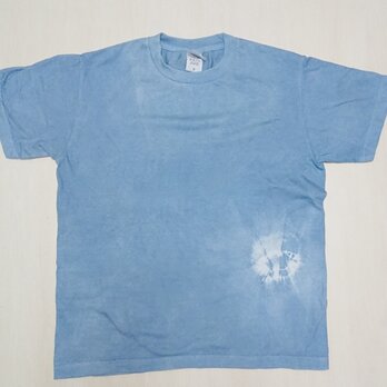 藍染め絞りTシャツ　メンズ　Sサイズ　草木染め　インド藍染め　の画像