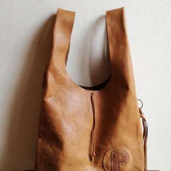 leather my bag Ｌ　ブラウン　オイルシュリンクレザーの画像