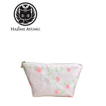 【現品1点限り‼︎】HAJIME AYUMU 春カラー花柄着物生地デザインポーチ ピンクの画像
