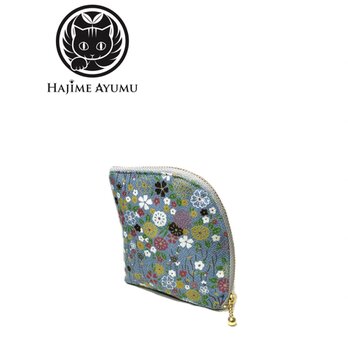 【現品1点限り‼︎】HAJIME AYUMU 花柄着物生地デザインL字財布 コインケース ブルーの画像