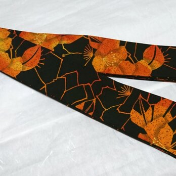 創作帯 居合帯 半纏帯 リバーシブル  椿模様 巾約7cmの画像