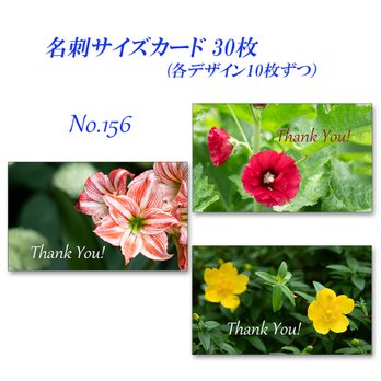 No.156 鮮やかな花のカード          名刺サイズカード　30枚の画像