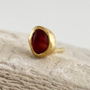 K24 Pure Gold+Raw Red Spinel◆純金 レッドスピネル原石スタッドピアス(片耳分）の画像