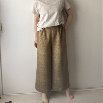 着物リメイクワイドパンツ　更紗柄の画像