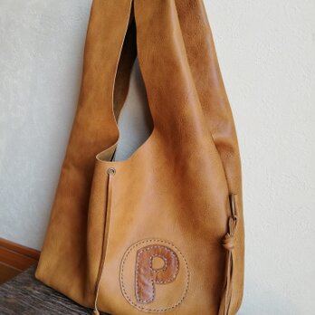 leather my bag Ｍ　ブラウン　オイルシュリンクレザーの画像