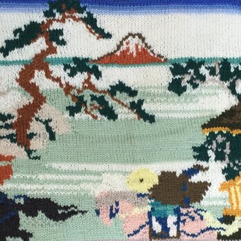 富嶽三十六景隅田川関屋の里手編みベスト(メンズMサイズ)の画像