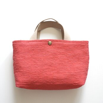裂き織りのバッグS コーラルピンクの画像