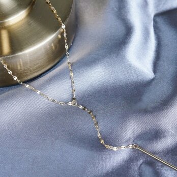 【Sterling silver 925】Sparkly Gold Chain, Long Bar Necklaceの画像