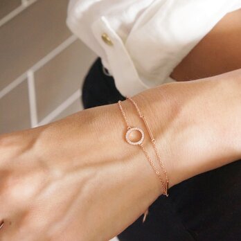 【Sterling silver 925】Double Chain CZ Bracelet[Silver/Rose Gold]の画像