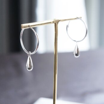 【Sterling silver 925】 Teardrop Hoop Dangling Earringsの画像