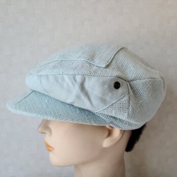 魅せる帽子☆天然素材が嬉しい♪コットンリネンのハンチング風キャスケット～ミントグリーンの画像