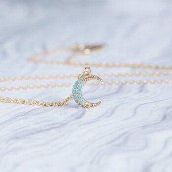 【14KGF】Dainty Turquoise Moon Necklaceの画像