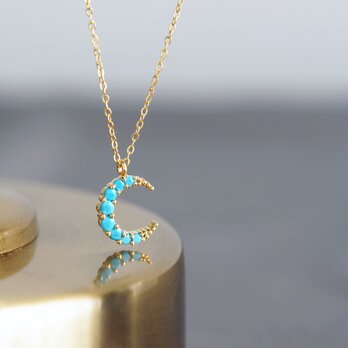 【14KGF】Turquoise Crescent Moon Necklaceの画像