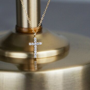 【14KGF】Dainty CZ Cross Necklaceの画像