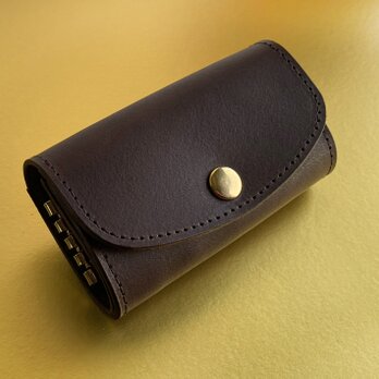 チョコ　ファスナーポケット付きキーケース　（イタリアンレザー　MAINE）スマートキー収納可能　の画像