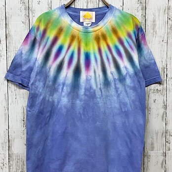 Hippies Dye Ｔシャツ　Mサイズ　ネイティブ風タイダイ染め　ブルー HD14-09の画像