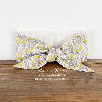 ★残少★ おしゃれな リバティ 黄色 花柄 グレー 綿100%  夏 保冷剤 冬 カイロ ネッククーラー スカーフの画像