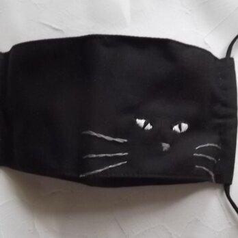 クールな黒猫の舟型マスクの画像