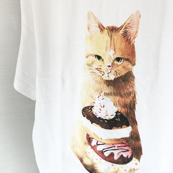 ◎フルカラー◎ 茶トラ猫さんのビッグシルエットTシャツの画像